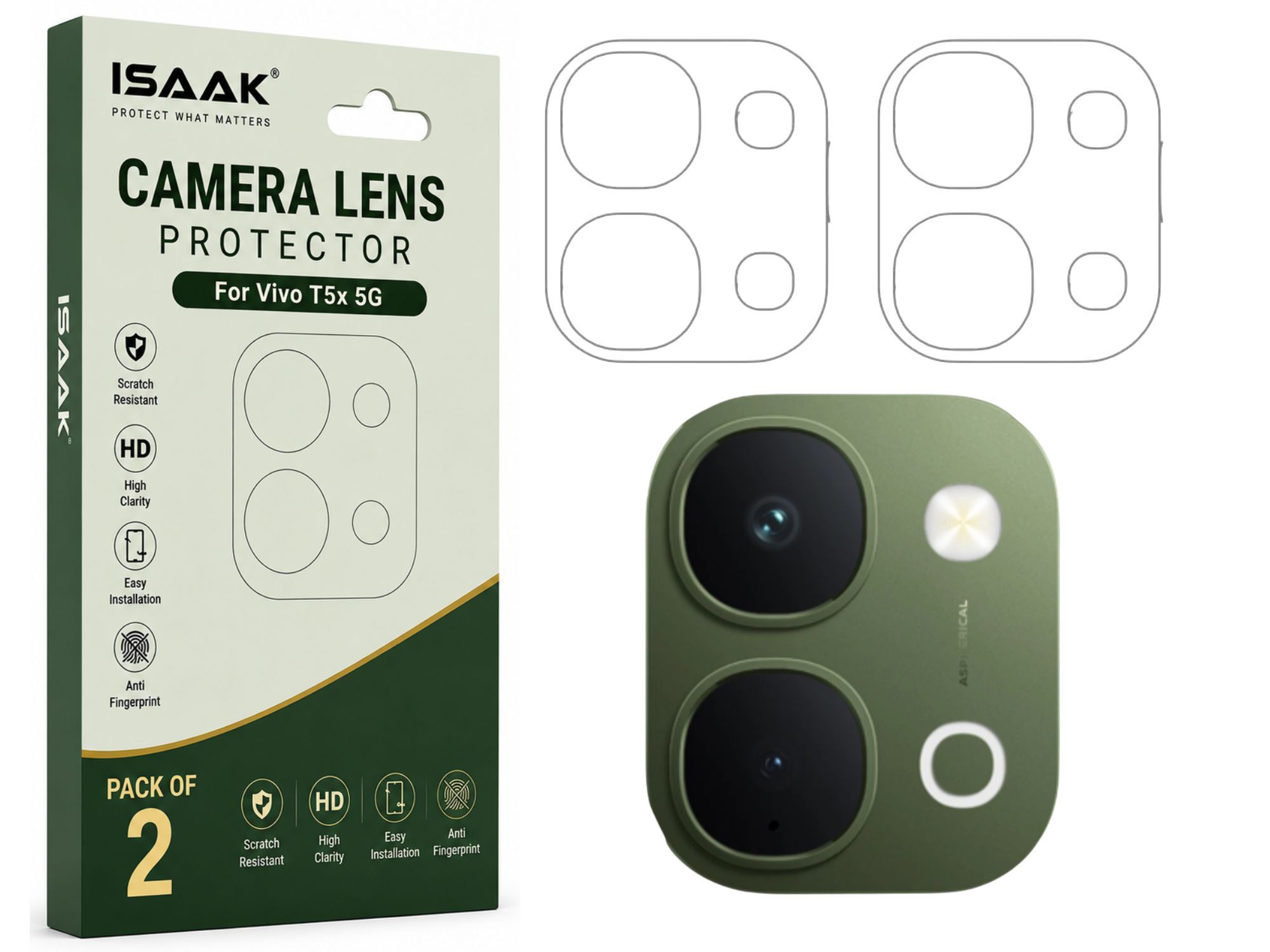 ISAAK Back Camera Lens Protector compatible for Vivo T5x 5G (Pack of 2)