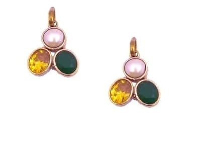 Pearl Yellow Sapphire and Emerald three Stone in one Pendant Set of 2
