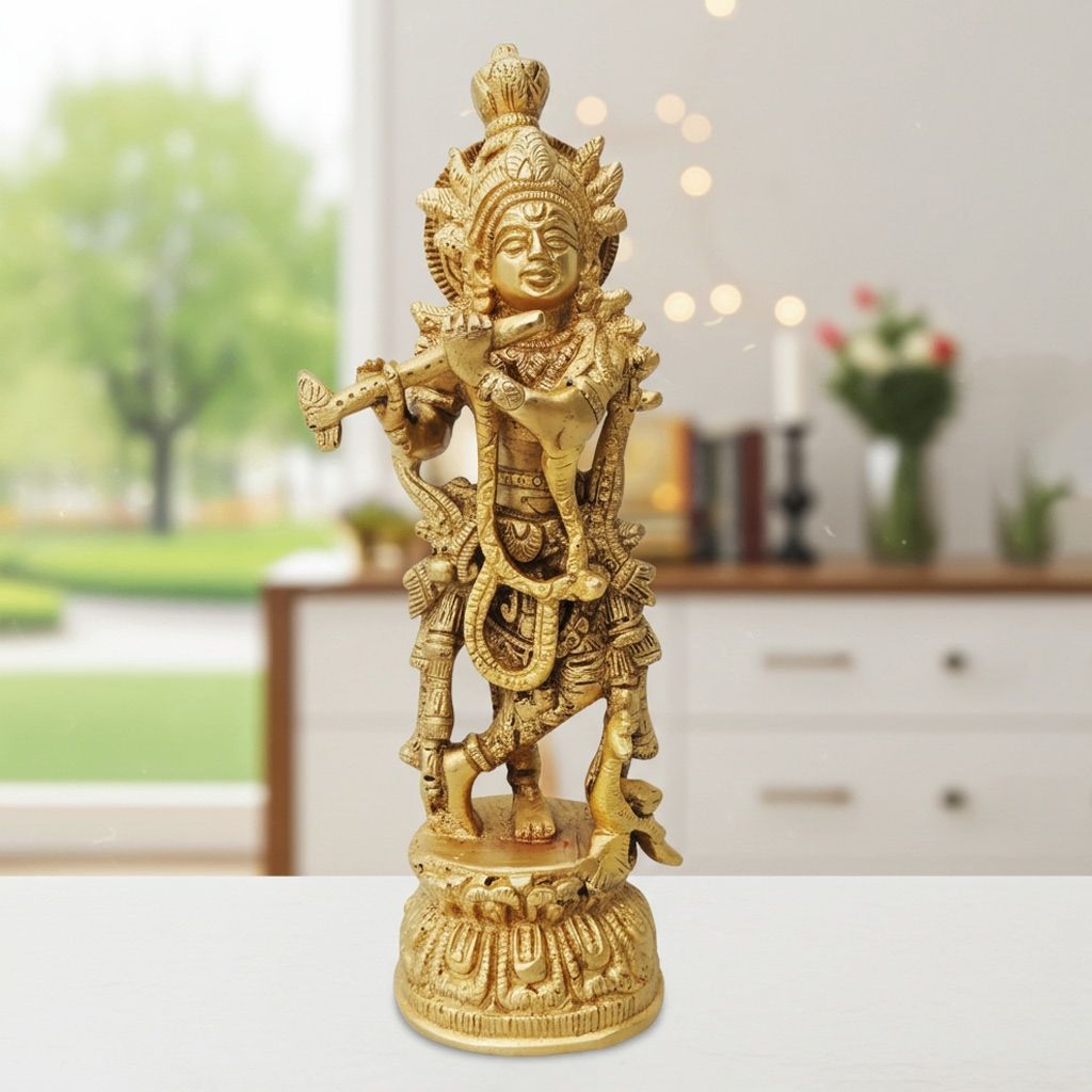 Brass Krishna Normal Statue (BSMAS844 B)