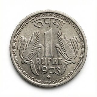 1 Rupee 1973 Star, India Fantasy Collecting Coin Silver Plated Ancient Variant