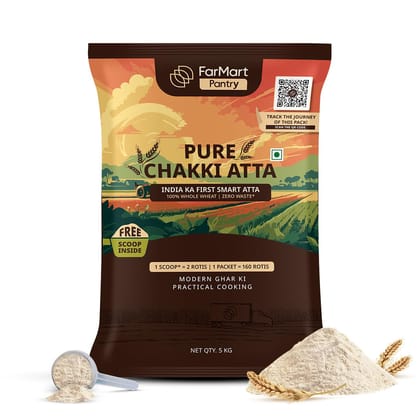 FarMart Pantry Pure Chakki Atta | 5 Kg | 100% Whole Wheat Atta | Rich in Protein & Fibre | 100% Pure & Natural FarMart Pantry Pure Chakki Atta | 5 Kg | 100% Whole Wheat Atta | Rich in Protein & Fibre | 100% Pure & Natural