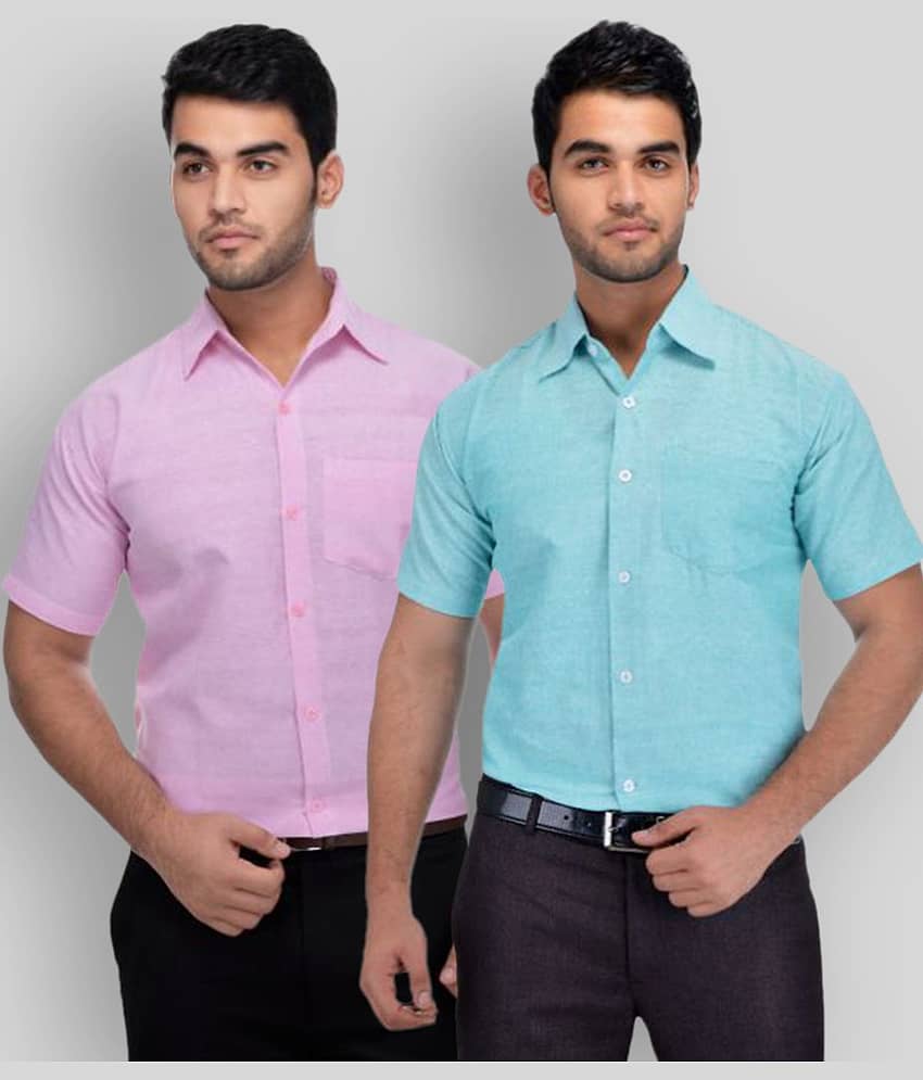DESHBANDHU DBK - Multicolor Cotton Regular Fit Men's Formal Shirt (Pack of 2)