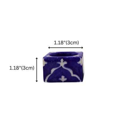 Set of 2 Blue Pottery Royal Blue Color T-Light Candles