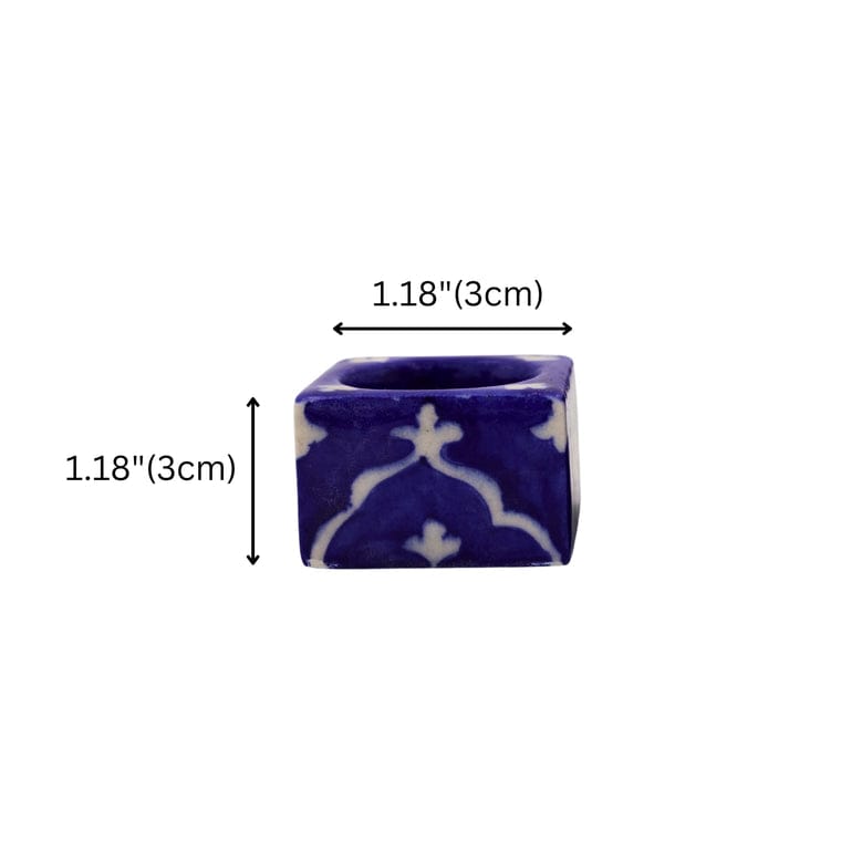 Set of 2 Blue Pottery Royal Blue Color T-Light Candles