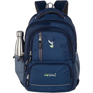 Life Today Medium 26 L Laptop Backpack 26 Litres Navy Blue 15.6 Inch Water Resistance Polyester Laptop Backpack 26 L Laptop Backpack (Navy Blue) (Blue)