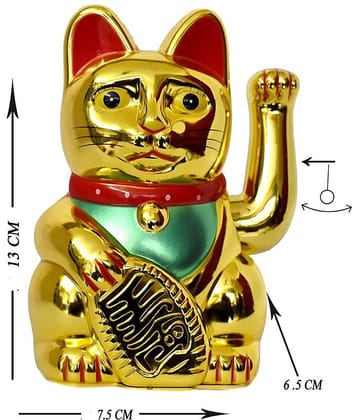 nitin collection Feng Shui Lucky Cat, Chinese Maneki Neko Waving Arm for Fortune Money and Good Luck, Fengshui Lucky Cat Swinging Arm Battery Operated, Height: 13cm (Battery Not Included)