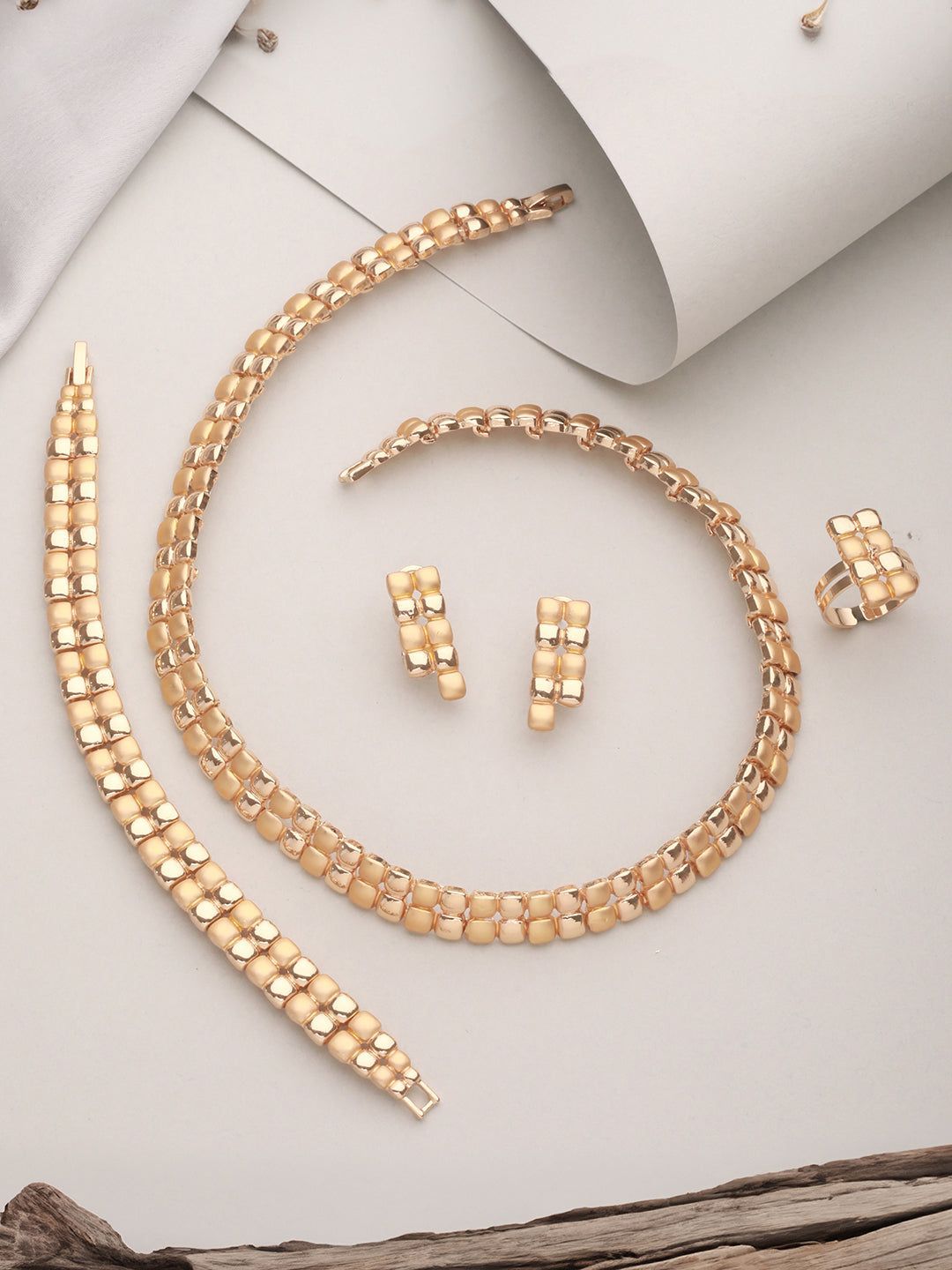 Anti-Tarnish 18k Gold Plated Ball Statement Combo Jewellery Set