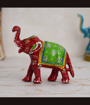 eCraftIndia Red & Green Elephant Figure Showpiece