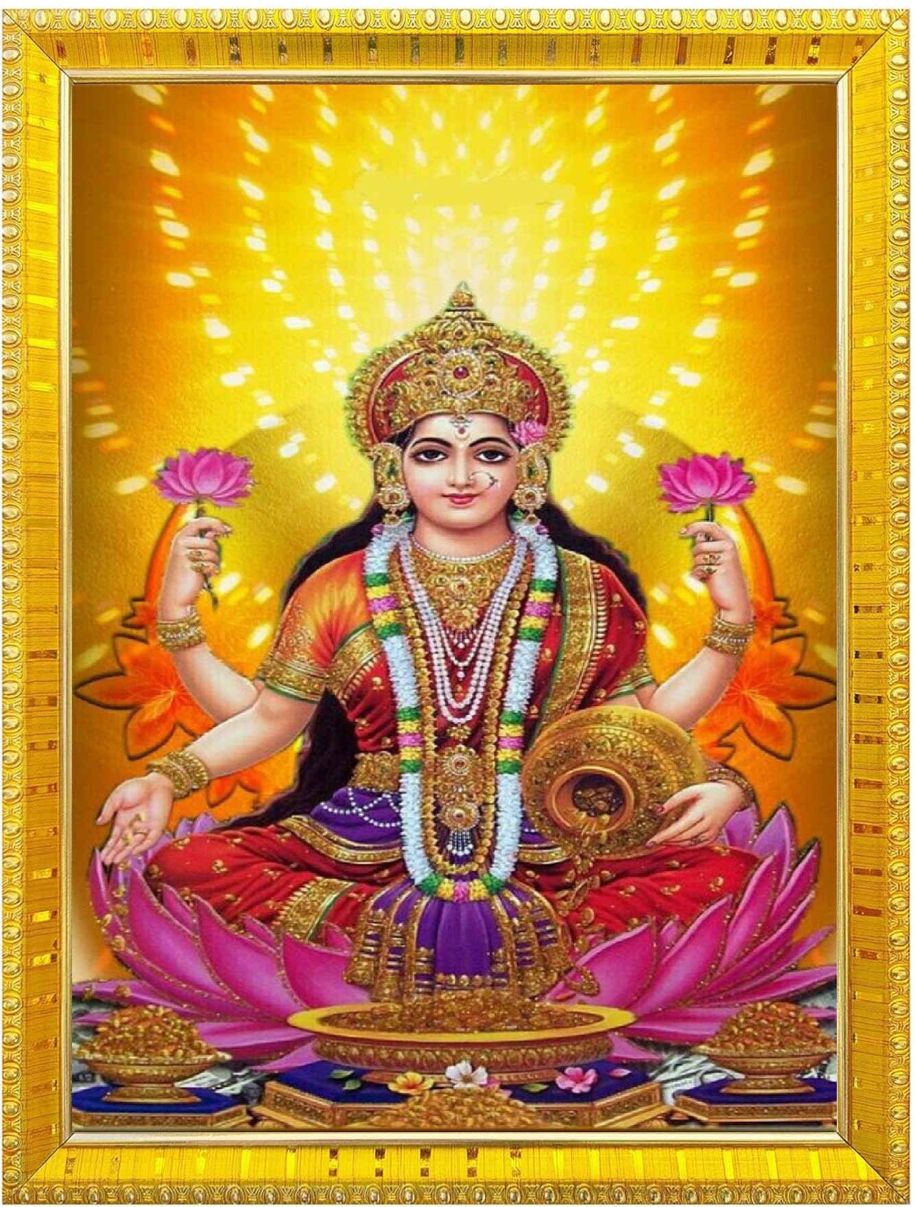 NOKKES Laxmi Devi Maa Mata Photo Frames Religious Photo frame 5X7 Inch Photo Frame_W42