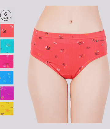 Sleazy Pack of 6 Cotton Printed Women's Briefs ( Multi Color )