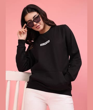 Rigo Women Fleece Round Neck Sweatshirt For ( Black )