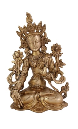 Arihant Craft� Ethnic Decor Goddess White Tara Statue Hand Work Showpiece � 27.5 cm (Brass, Gold) Arihant Craft� Ethnic Decor Goddess White Tara Statue Hand Work Showpiece � 27.5 cm (Brass, Gold)