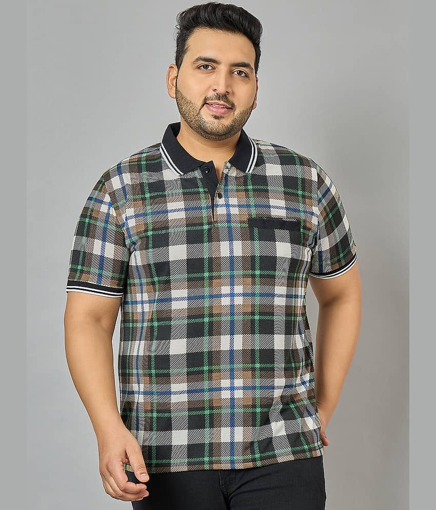AUSTIVO Cotton Blend Regular Fit Checks Half Sleeves Men's Polo T Shirt - Multicolor ( Pack of 1 )