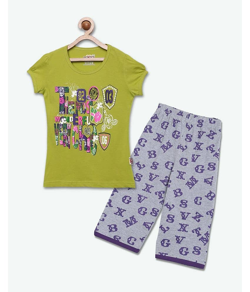 Sini Mini Pack of 1 Girls Cotton Top With Pants ( Green )