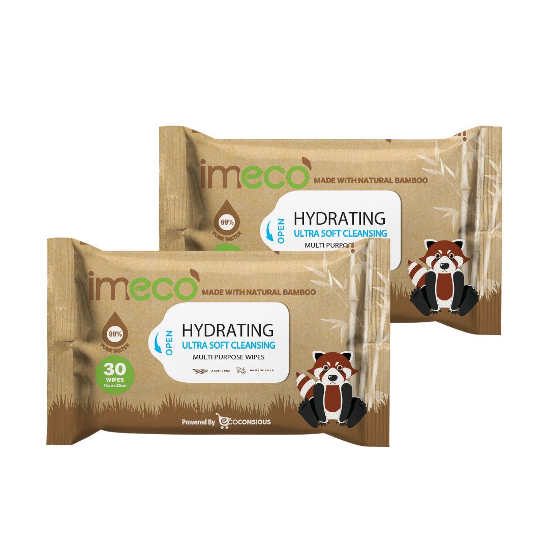 Bamboo Aloe Vera Wet Wipes - Skin-Friendly (30 pcs) - Pack of 2