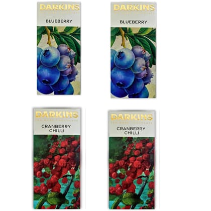 DARKINS Dark Chocolate | 70% Chocolate Blueberries | 70% Chocolate Cranberry & Chilli | Vegan | Gluten-Free | Hand Crafted Chocolate | Unrefined Cane Sugar | Natural Chocolates | 50 Gm Each Pack of 4