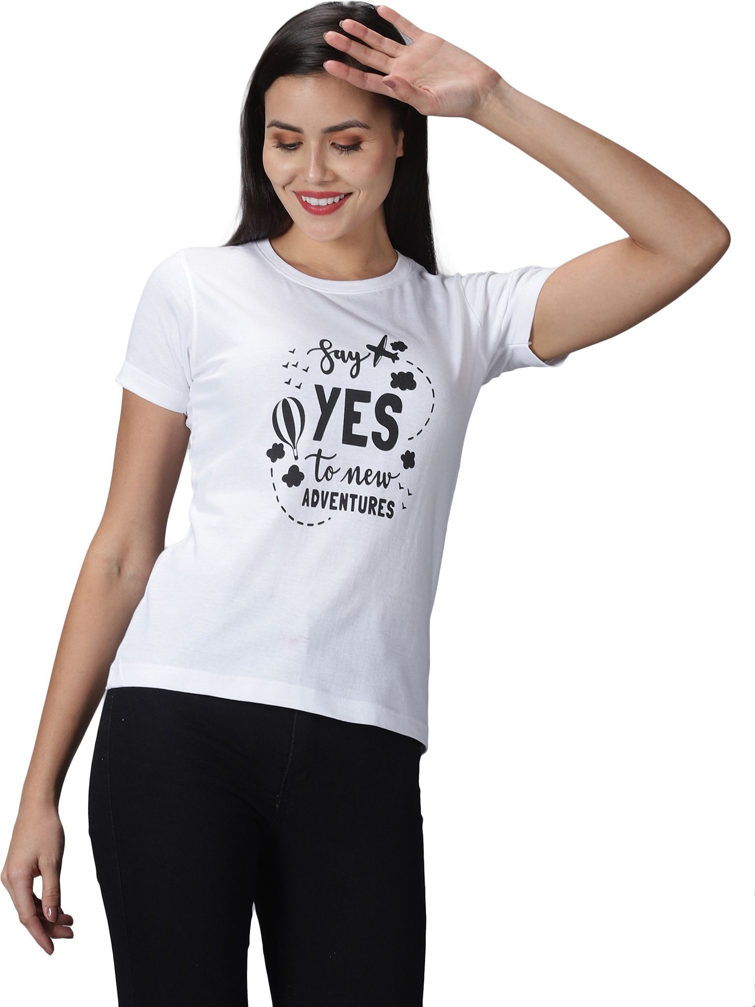 Cotton White Graphic Casual T-Shirt