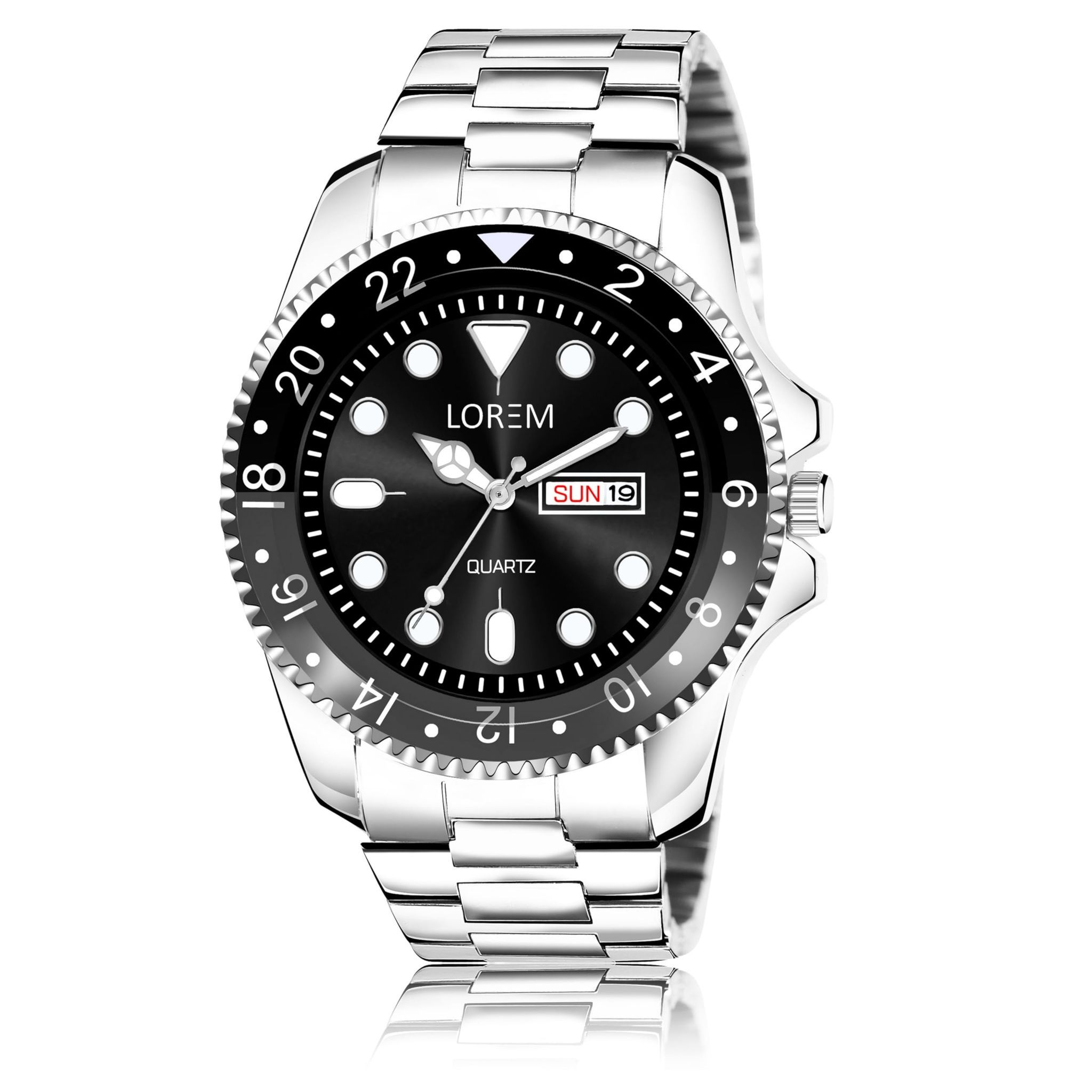 LOREM Black Day-Date Function Casual Analog Watch for Men LR129-UF