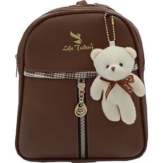 Backpack Fashion Vegan Leather Small Daypacks Purse for Girls and Women Waterproof Daypack (Brown, 3 L)