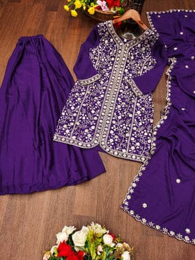 Designer Party Wear Suit Set With Sequence Embroidered Work Designer Party Wear Suit Set With Sequence Embroidered Work