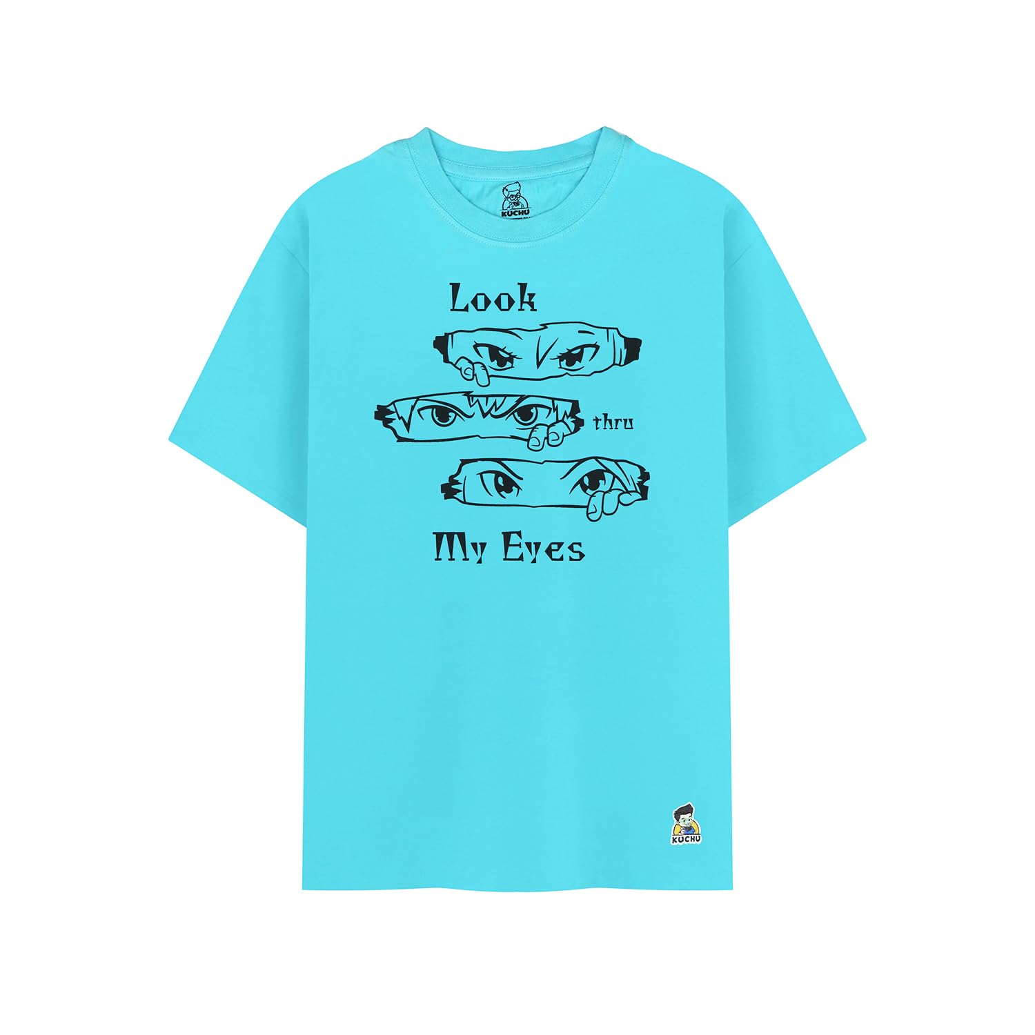 KUCHU Kids’ Unisex T-Shirt “Look Thru My Eyes” Digital Print | Cotton-Modal Blend | Super Soft, Breathable, Lightweight & Durable Casual Wear for Boys & Girls