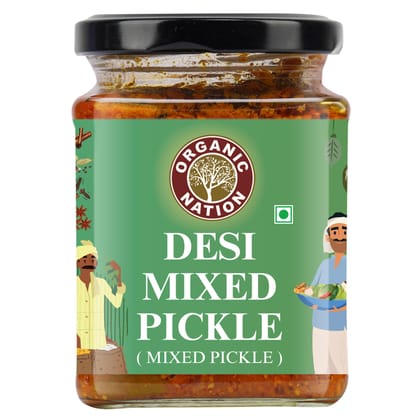 Organic Nation Mixed Pickle � Desi Mixed pickle | Homestyle Indian Pickle | Authentic Traditional Taste | No Preservatives | 250g Organic Nation Mixed Pickle � Desi Mixed pickle | Homestyle Indian Pickle | Authentic Traditional Taste | No Preservatives | 250g