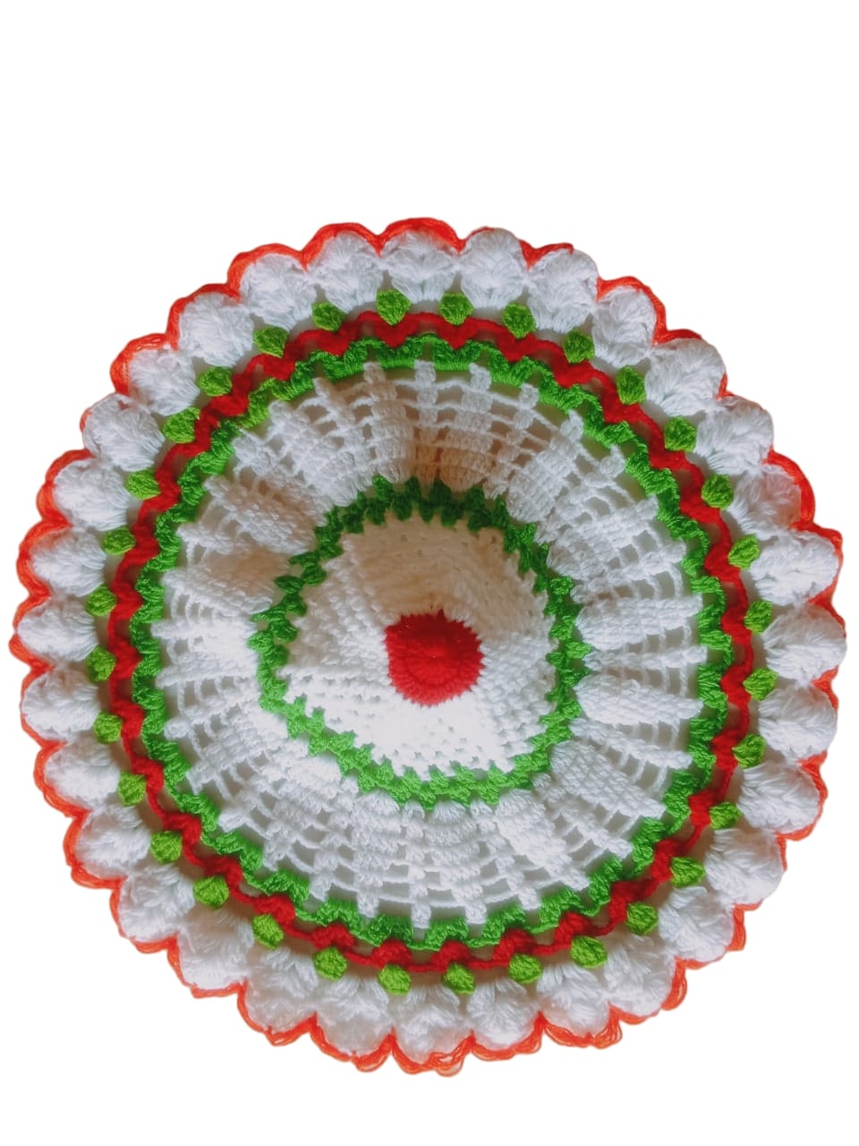 Handmade Crosia Thali Pose for Puja Wedding and Festivals (14 Inches)