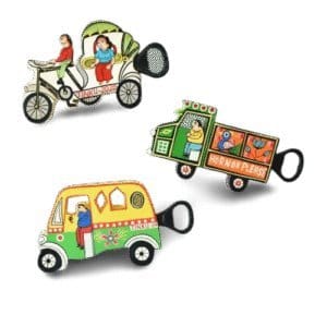 Handicraft Exim Hand-Painted Wooden Bottle Opener Set | Quirky Indian Truck Art Design | Kitchen & Bar Accessory
