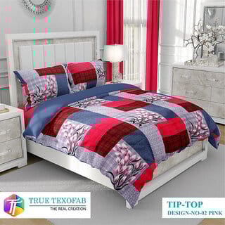 BLACK BEE  Multi colour checks print double bedsheet with 2 Pillow Covers (208 X 213 cm)(BS30-02)