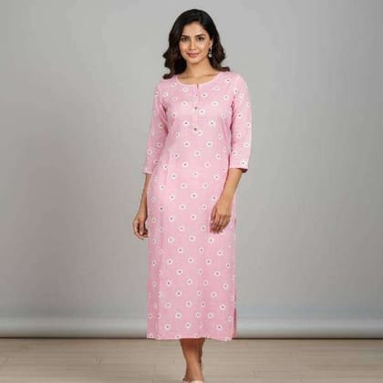 Premium Light Pink Womens Office Kurti Lightweight Cotton