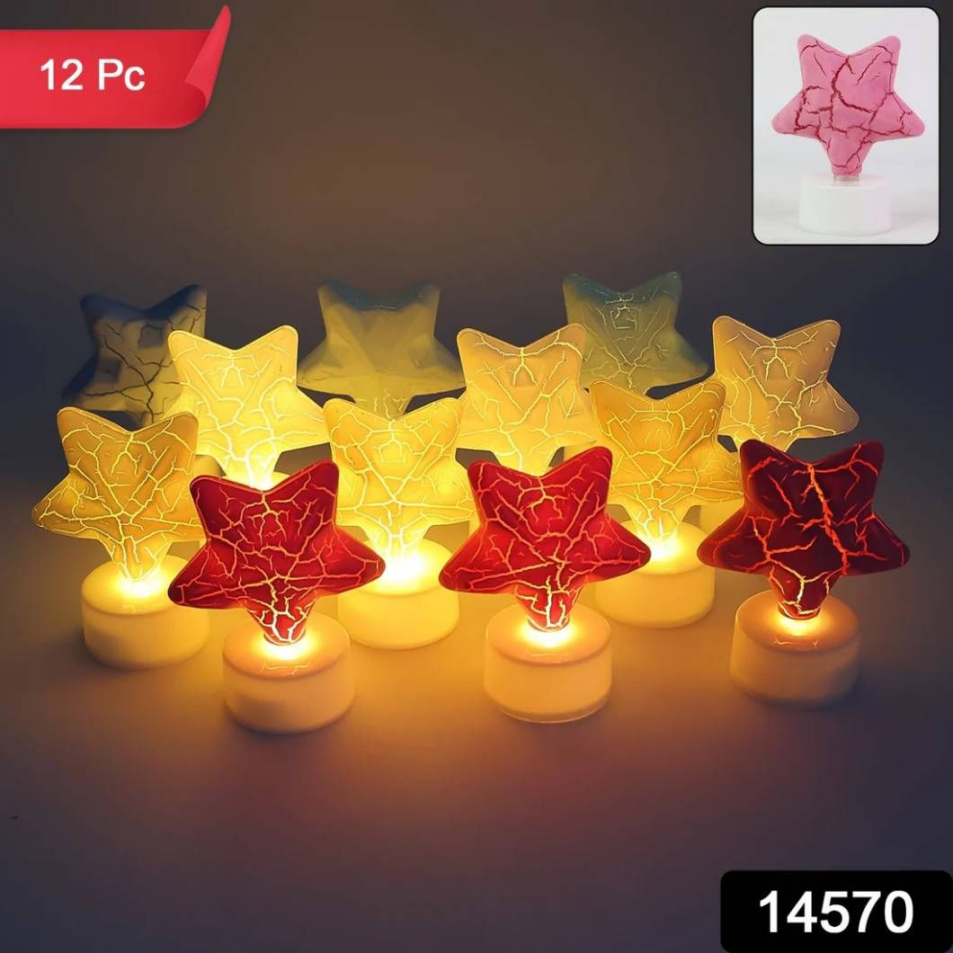 Star Shape Decorative LED Tealight Candles (12 Pcs)