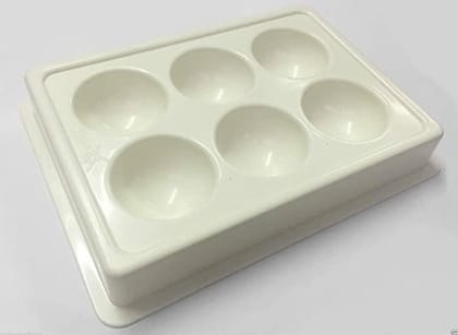 Elecsera Facial Cosmetic 6 Cups Tool Tray Plastic Washable For Salon, White Colour Tray