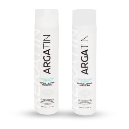 Argatin Keratin Repair Lasting Shampoo and Conditioner Combo each of 330 ml - Sulfate And Paraben Free for Dry and Damaged Hair | Daily Use | Men and Women both can use | Improve hair growth with natural way |