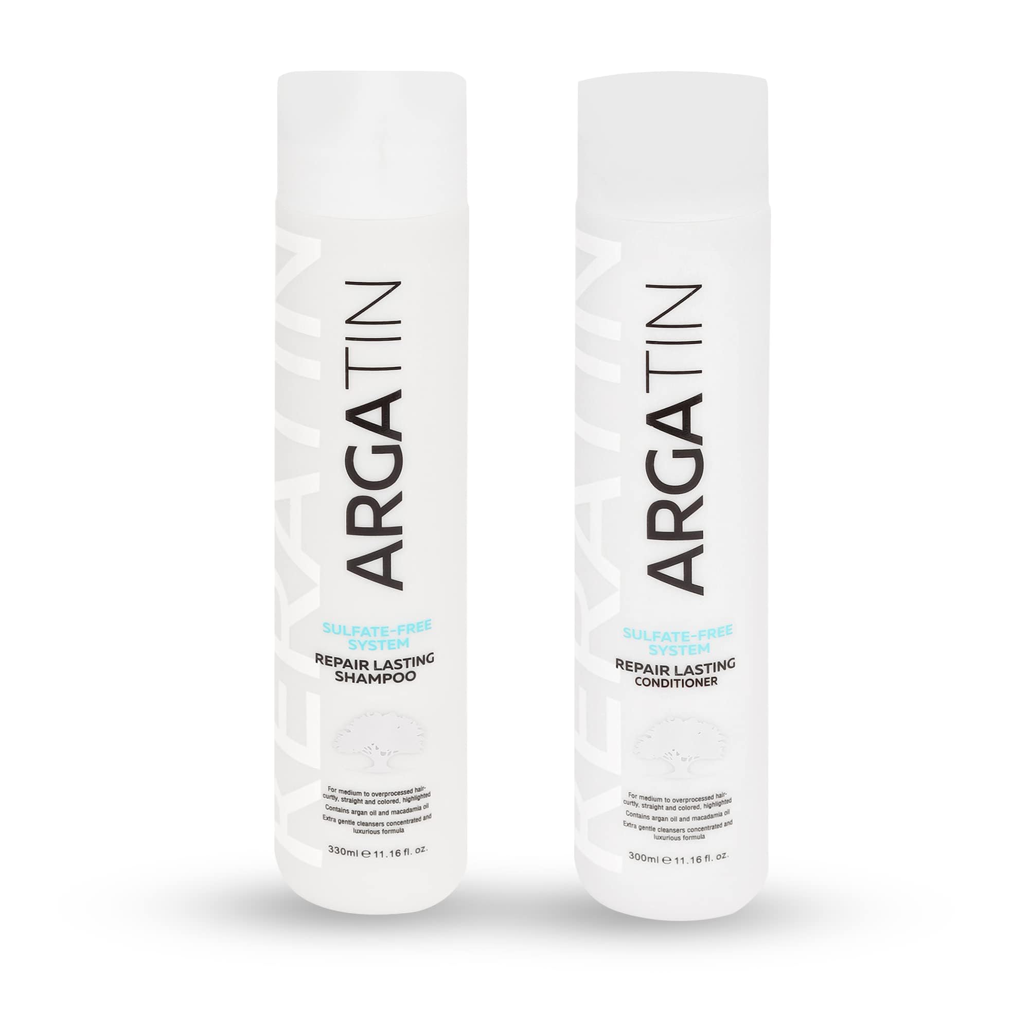 Argatin Keratin Repair Lasting Shampoo and Conditioner Combo each of 330 ml - Sulfate And Paraben Free for Dry and Damaged Hair | Daily Use | Men and Women both can use | Improve hair growth with natural way |