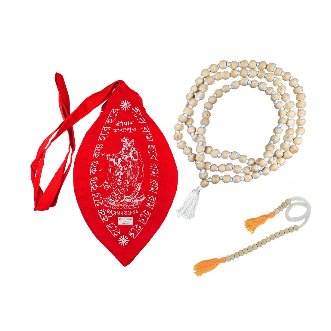 MAYAPURI Japa Mala with Japa Bag 108 Beads Handcrafted Meditation Beads for Chanting, Prayer, and Spiritual Practice (Color-Red)