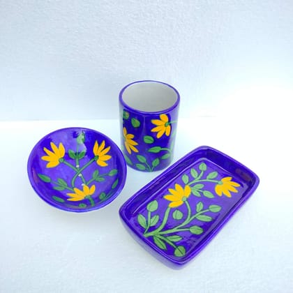 Handmade Blue Pottery Bathroom set/Bathroom Set/ multi purpose blue pottery product Handmade Blue Pottery Bathroom set/Bathroom Set/ multi purpose blue pottery product