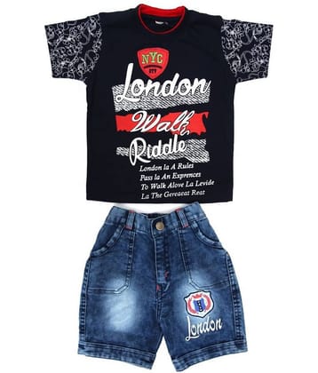 Zadmus Pack of 1 Boys Cotton T-Shirt & Shorts Set ( Red )