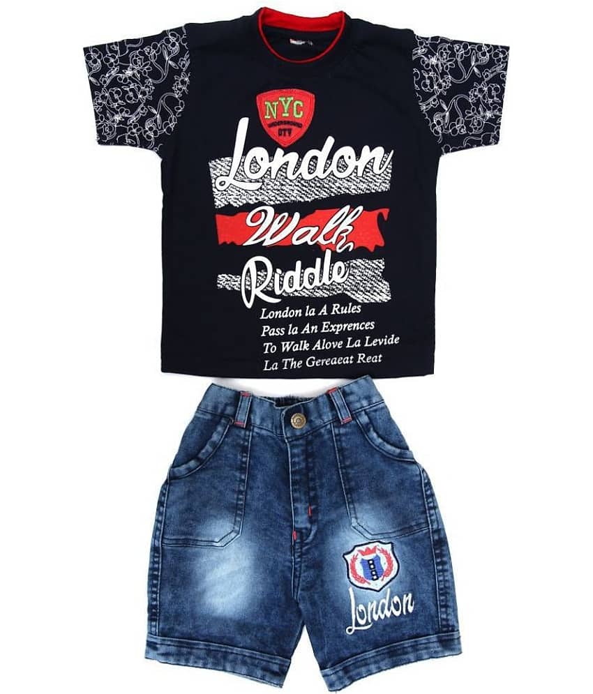 Zadmus Pack of 1 Boys Cotton T-Shirt & Shorts Set ( Red )