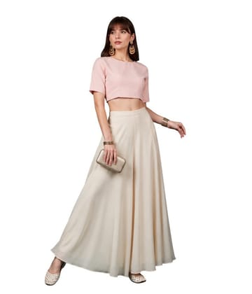Generic Women's Georgette Solid Mid-Rise Wide Leg Flared Palazzo Pants with Elastic Waist, Ankle Length Trousers for Daily, Office and Casual Wear (Cream, 2XL, Pack of 1, Design 67553) Generic Women's Georgette Solid Mid-Rise Wide Leg Flared Palazzo Pants with Elastic Waist, Ankle Length Trousers for Daily, Office and Casual Wear (Cream, 2XL, Pack of 1, Design 67553)