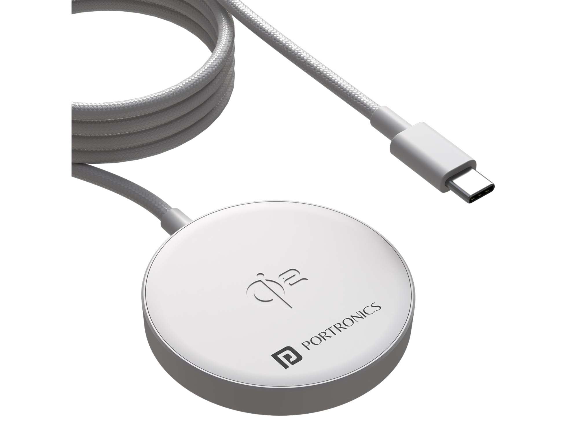 Portronics Quikk 15W Wireless Charging, Magnetic Charger, Slim Design, Type C Input - White