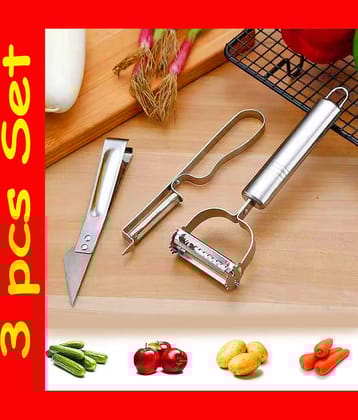 UNAGARRISE Steel Stainless Steel Vegetable Peeler ( Pack of 3 )