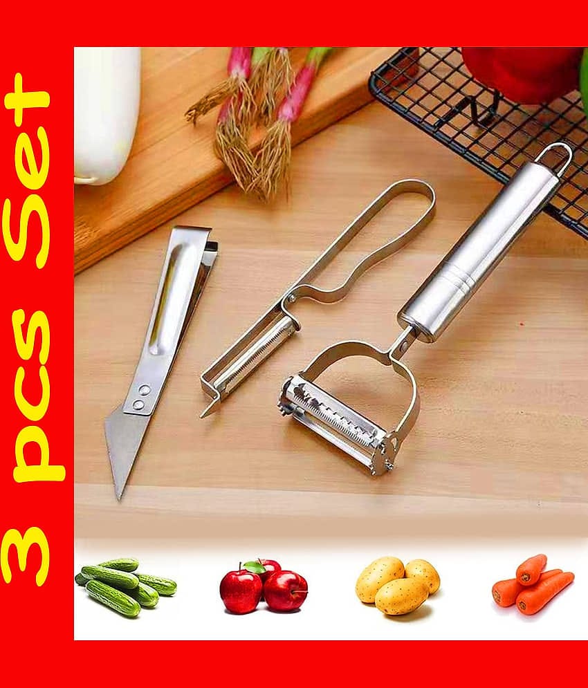 UNAGARRISE Steel Stainless Steel Vegetable Peeler ( Pack of 3 )
