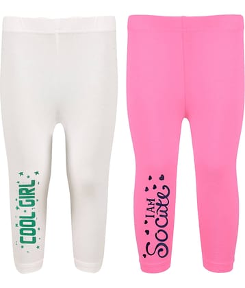 2K Kids Pack of 2 Girls Cotton Spandex Capris ( Baby Pink )