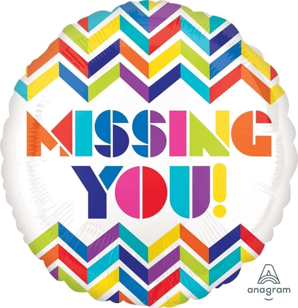 Missing You Chevron Print Balloon - Helium Quality - 18 inches - 40PC