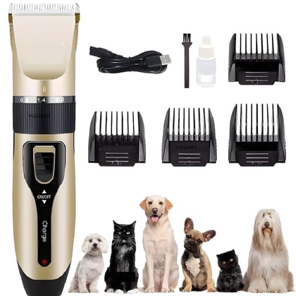 VULGARIS Dog And Cat Grooming Kit Clippers, Low Noise, Electric Quiet, Rechargeable, Cordless, Pet Hair Thick Coats Clippers Trimmers Set, Suitable for Dogs and Other Pets (Black & Gold) VULGARIS Dog And Cat Grooming Kit Clippers, Low Noise, Electric Qui