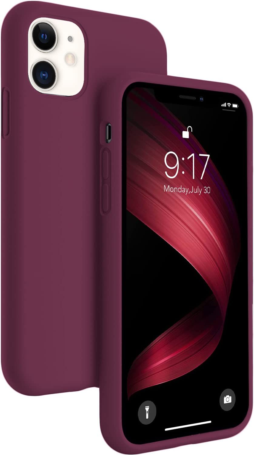 LOXXO Microfiber Candy Case Compatible for iPhone 11 6.1 inch, Shockproof Slim Back Cover Liquid Silicone Case (Wine Red) wine
