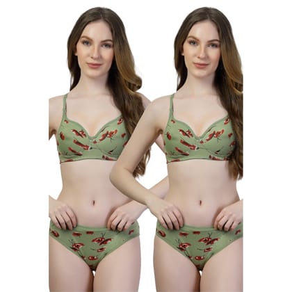 Pack of 2 Floral Print Cotton Bra Panty Set | Women�s Padded Lingerie Pack of 2 Floral Print Cotton Bra Panty Set | Women�s Padded Lingerie