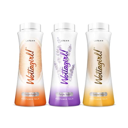 Layer'r Wottagirl Perfumed Talc for women combo Pack of 3 | 100g