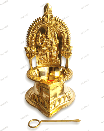 NAAYAGI - PURE BRASS KAMAKSHI DIYA / kamakshi VILAKKU / DEEPAM - 15.5 cm High