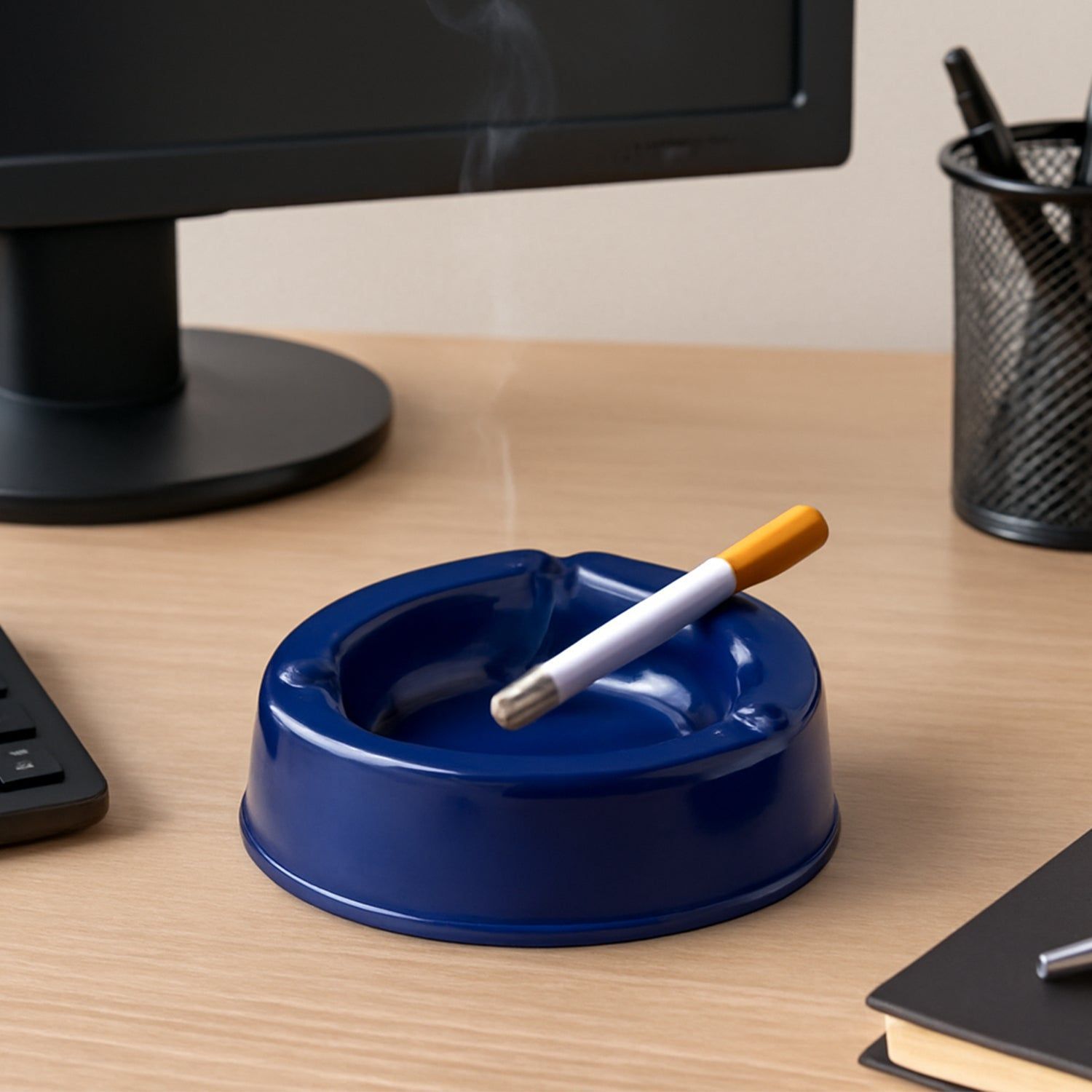 Oblivion Dark Blue Plastic Ashtray (1 pc)